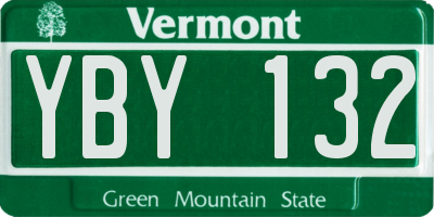 VT license plate YBY132