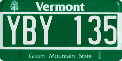 VT license plate YBY135