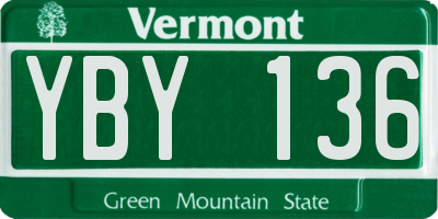 VT license plate YBY136