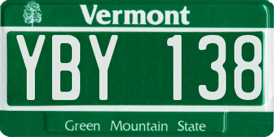 VT license plate YBY138