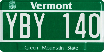 VT license plate YBY140