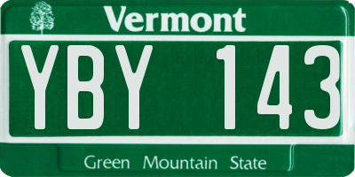 VT license plate YBY143