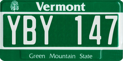 VT license plate YBY147