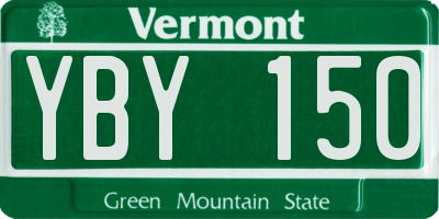 VT license plate YBY150