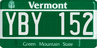VT license plate YBY152