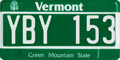 VT license plate YBY153