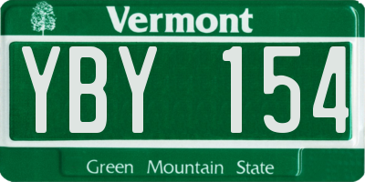 VT license plate YBY154