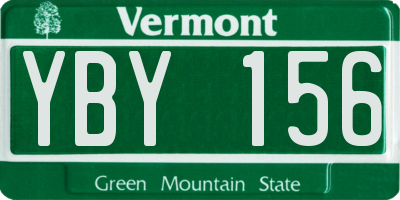 VT license plate YBY156