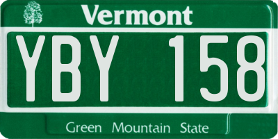 VT license plate YBY158