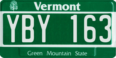 VT license plate YBY163
