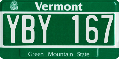VT license plate YBY167