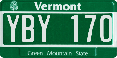 VT license plate YBY170