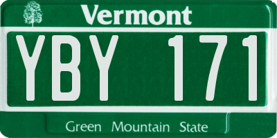 VT license plate YBY171
