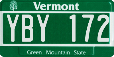 VT license plate YBY172