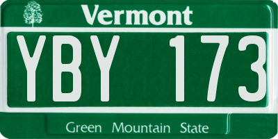 VT license plate YBY173
