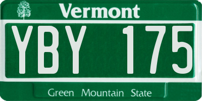 VT license plate YBY175