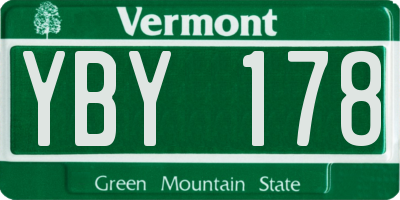 VT license plate YBY178