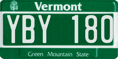VT license plate YBY180