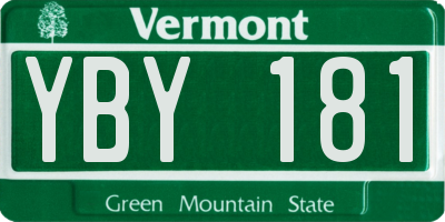 VT license plate YBY181