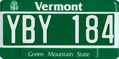 VT license plate YBY184