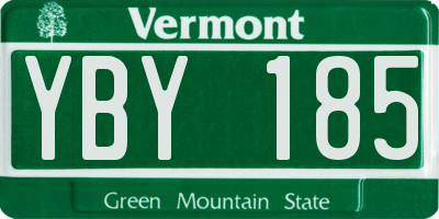 VT license plate YBY185