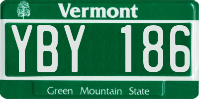VT license plate YBY186