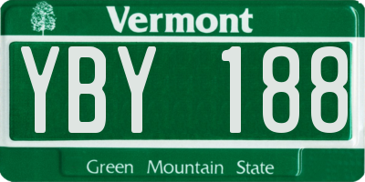 VT license plate YBY188