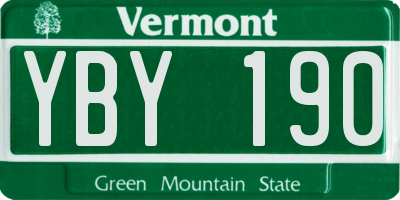 VT license plate YBY190