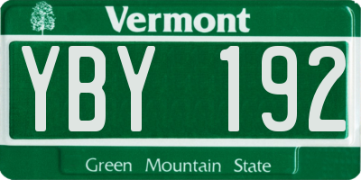 VT license plate YBY192