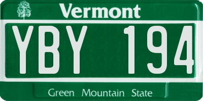 VT license plate YBY194