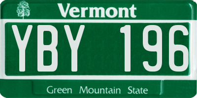 VT license plate YBY196