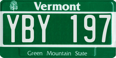VT license plate YBY197