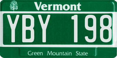 VT license plate YBY198