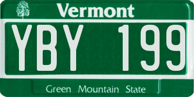 VT license plate YBY199