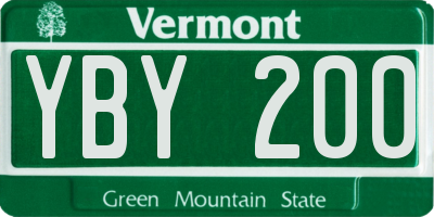 VT license plate YBY200