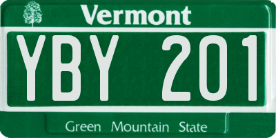 VT license plate YBY201