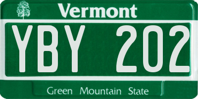 VT license plate YBY202
