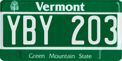 VT license plate YBY203