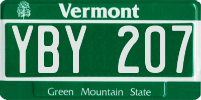 VT license plate YBY207