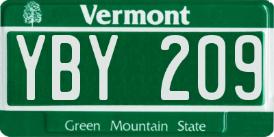 VT license plate YBY209