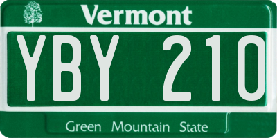 VT license plate YBY210