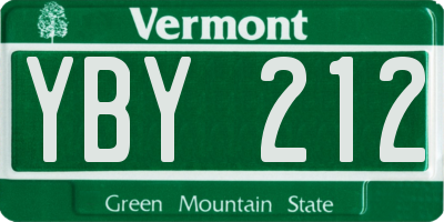 VT license plate YBY212