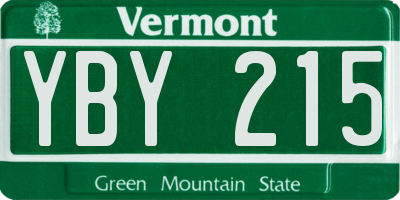 VT license plate YBY215