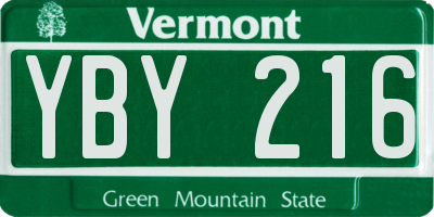 VT license plate YBY216