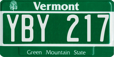 VT license plate YBY217