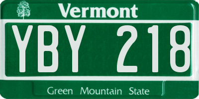 VT license plate YBY218