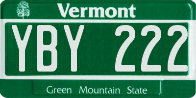 VT license plate YBY222