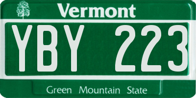 VT license plate YBY223
