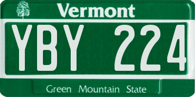 VT license plate YBY224