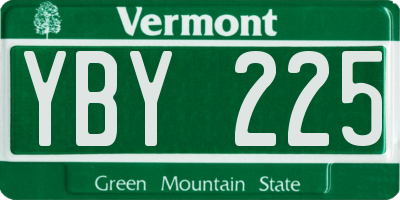 VT license plate YBY225